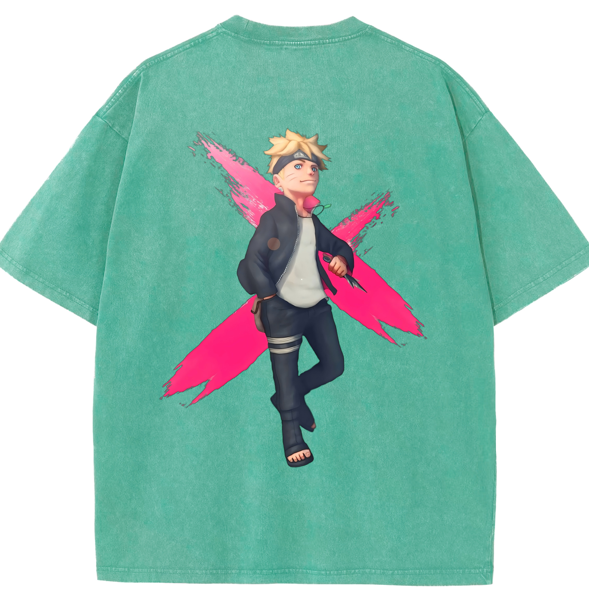 （画像用） NARUTO -ナルト- うずまき ボルト Uzumaki Boruto 綿100% ヴィンテージ風 半袖Tシャツ（背面プリント）